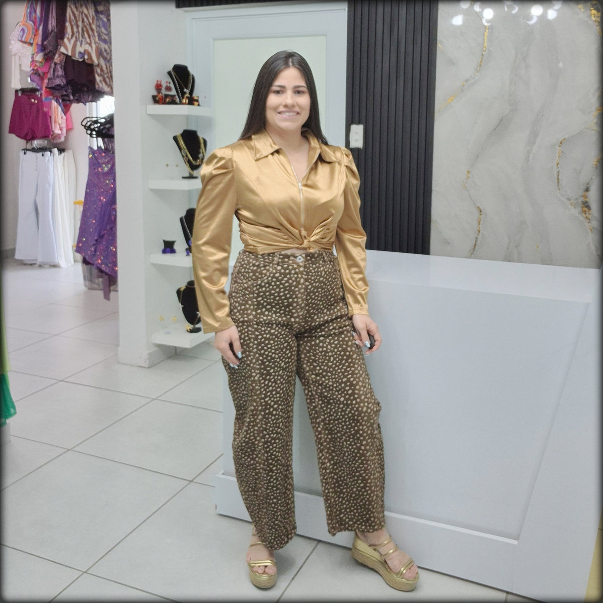 TOP BRONCE ZIPPER MANGA 3/4