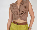 Crop Top Hebilla Made In Italy 90% Nylon 10% Elastico