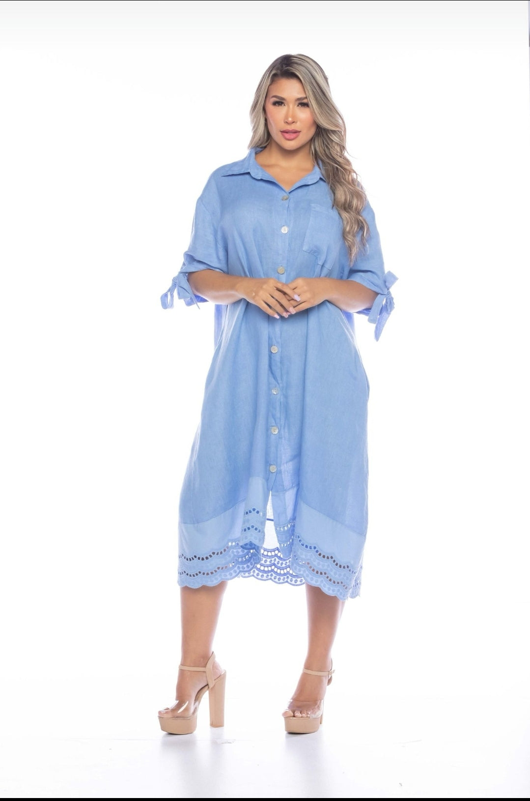 VESTIDO LARGO MADE IN ITALY 100% LINO