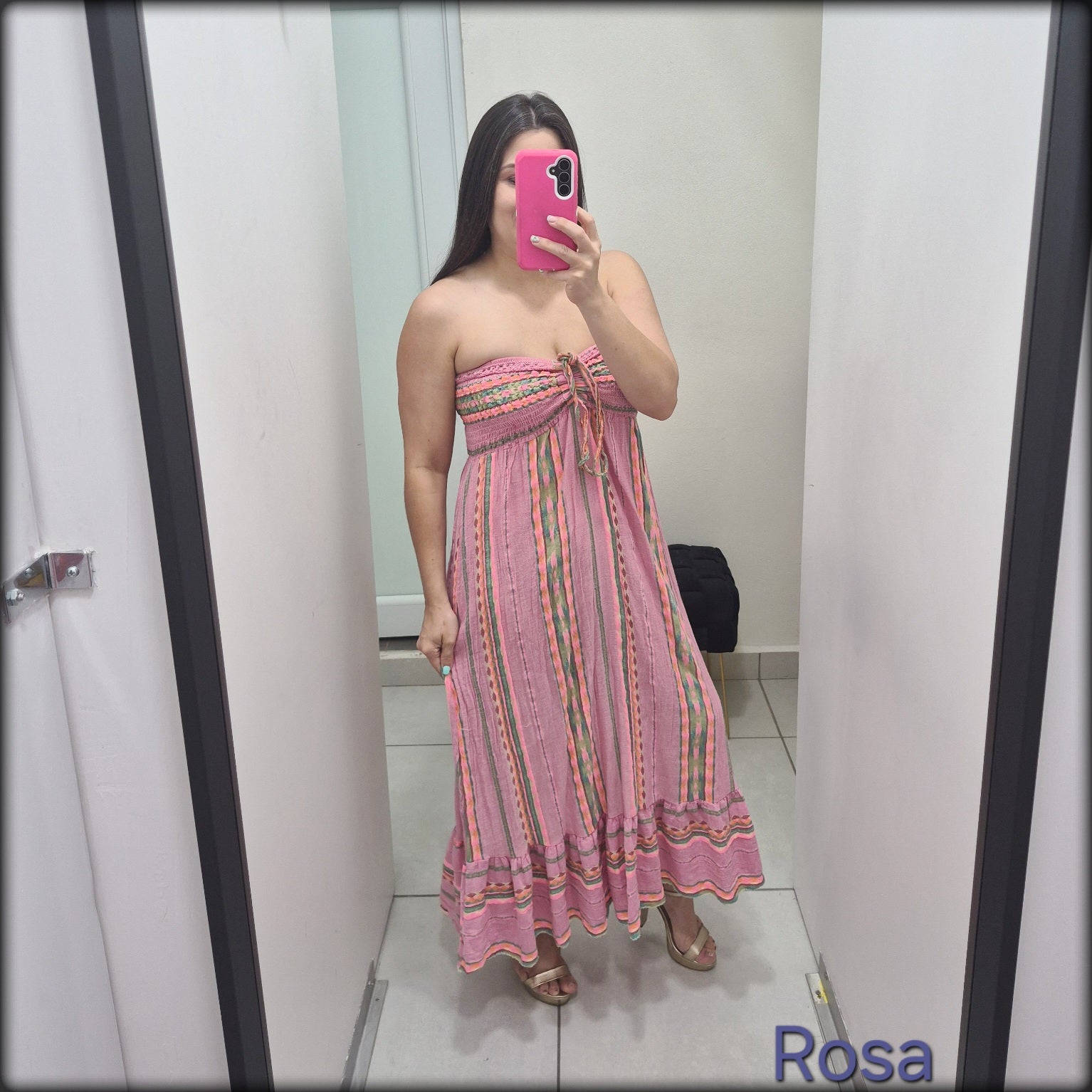 Vestido largo Made In Italy Strapless 100% Algodon