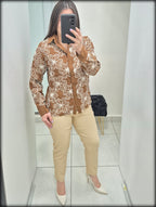 Blusa Manga Larga Bordada 86% Viscosa 14% Polyamide