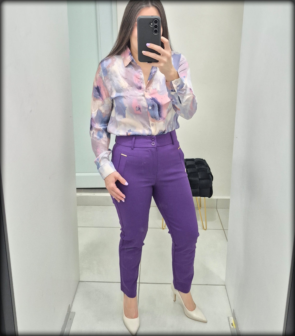 Blusa Manga Larga Estampado Lila