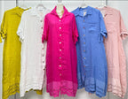 Vestido Largo Made In Italy 100% Lino