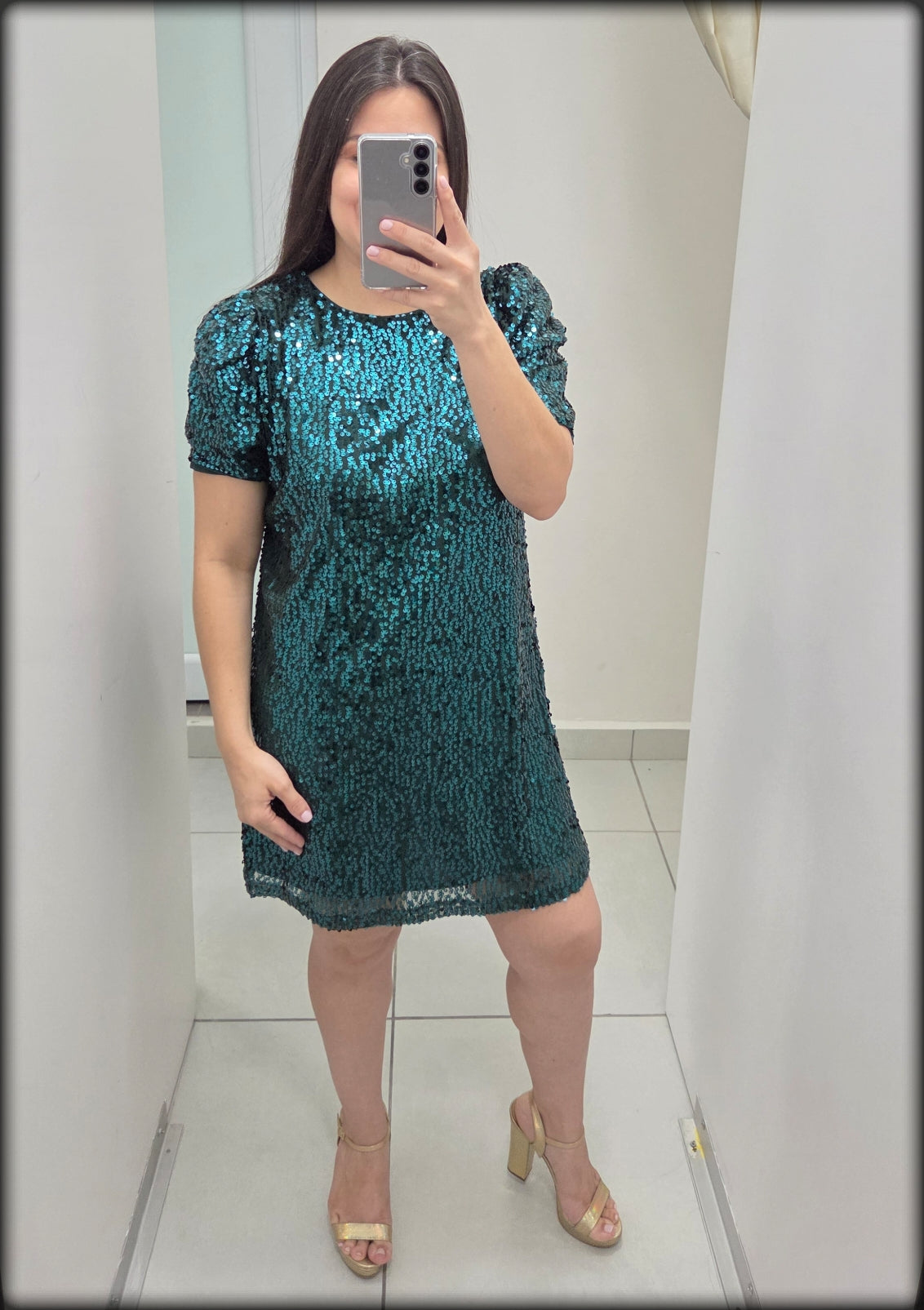 VESTIDO CORTO SEQUIN VERDE