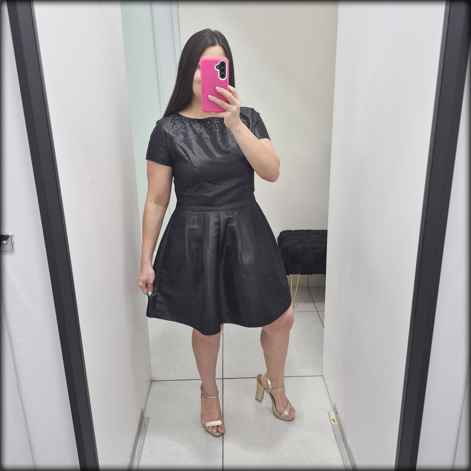 Set Negro Falda Y Blusa con piedras