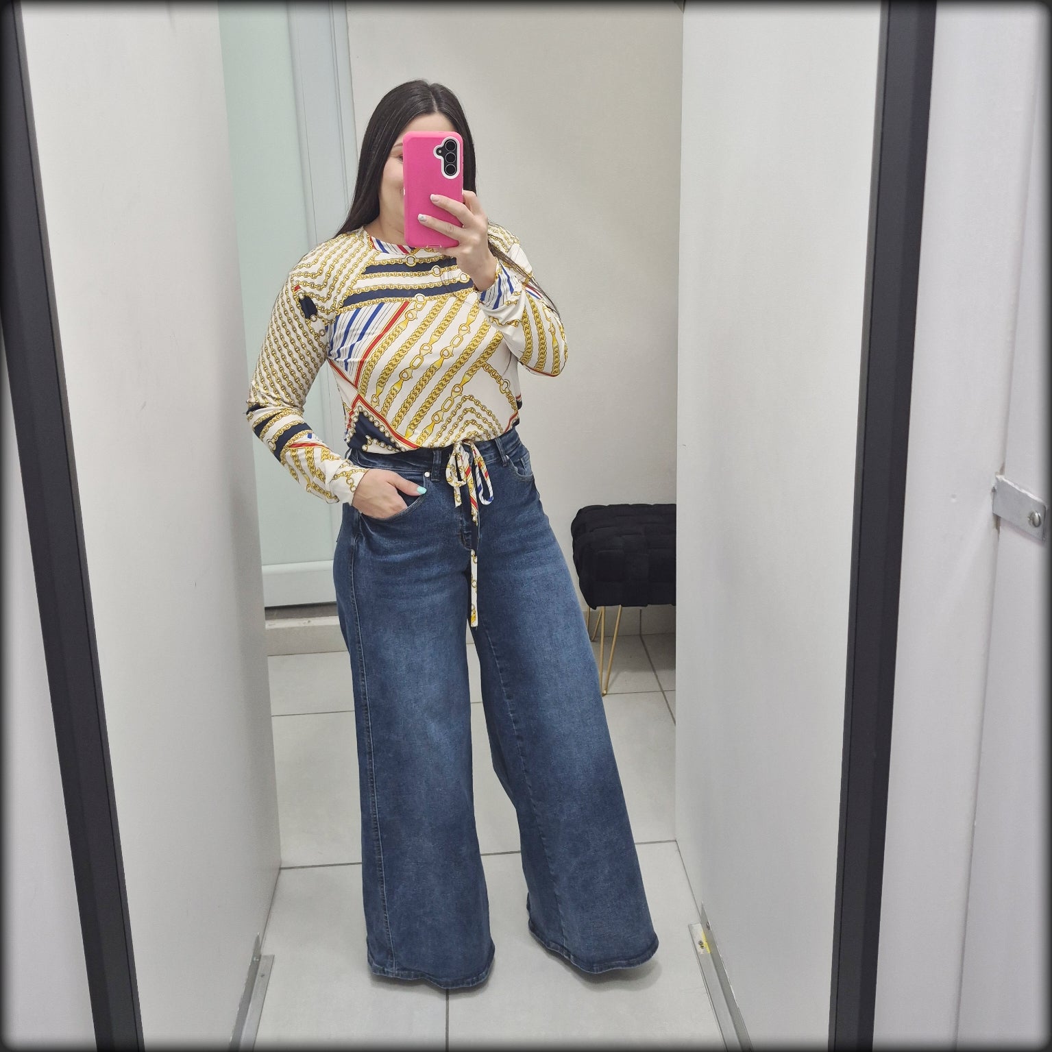 Blusa Manga Larga Estampado Cadenas