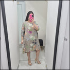 Vestido Corto Estampado 100% Lino