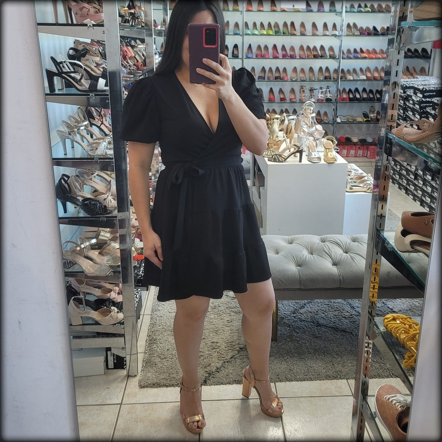 VESTIDO CORTO NEGRO MANGA CORTA