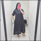 Vestido Largo Made In Italy 100% Lino Camisero