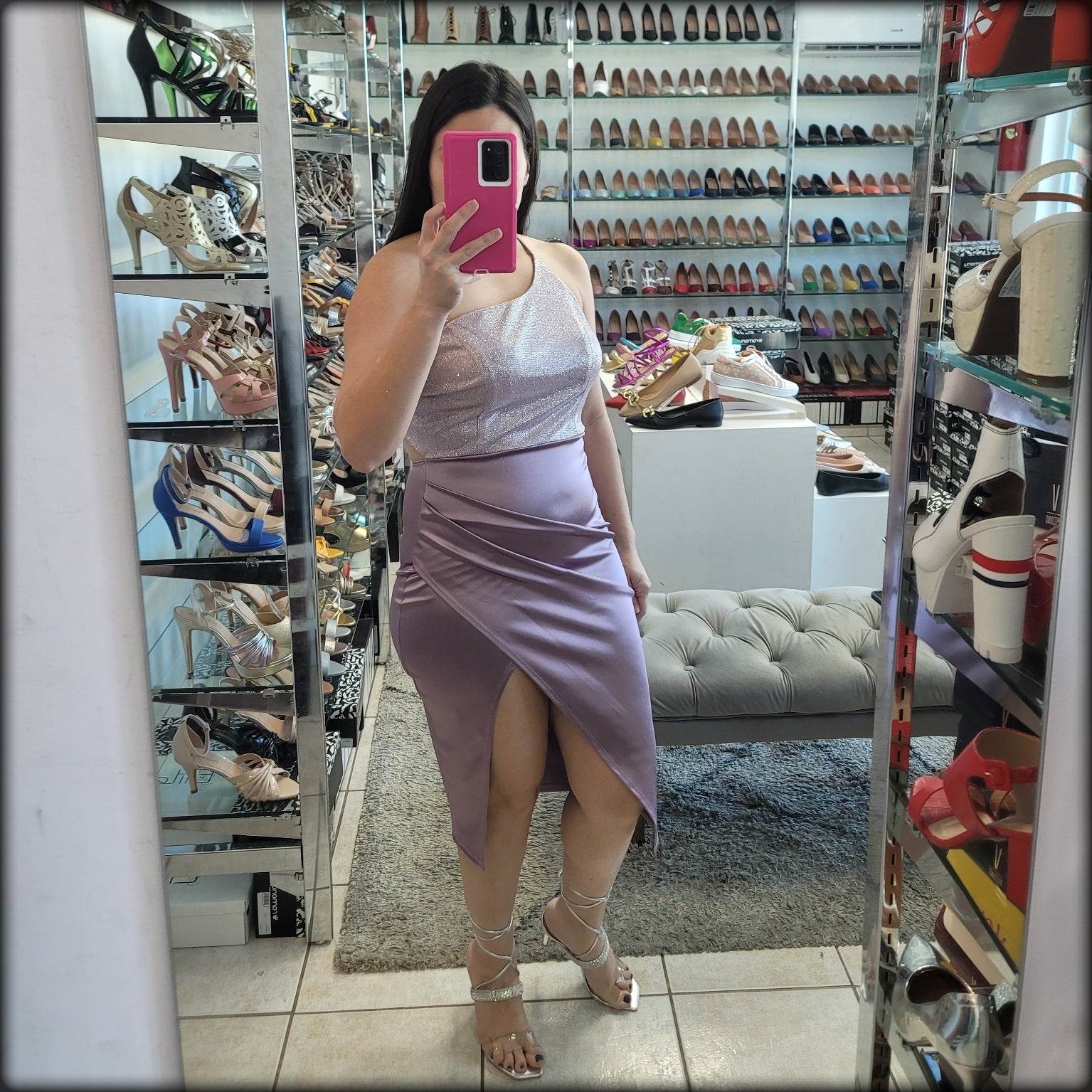 VESTIDO MIDI LAVANDA ONESHOULDER