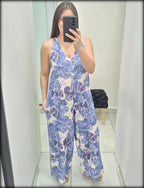 Jumpsuit 100% Lino Made In Italy Estampado Floral