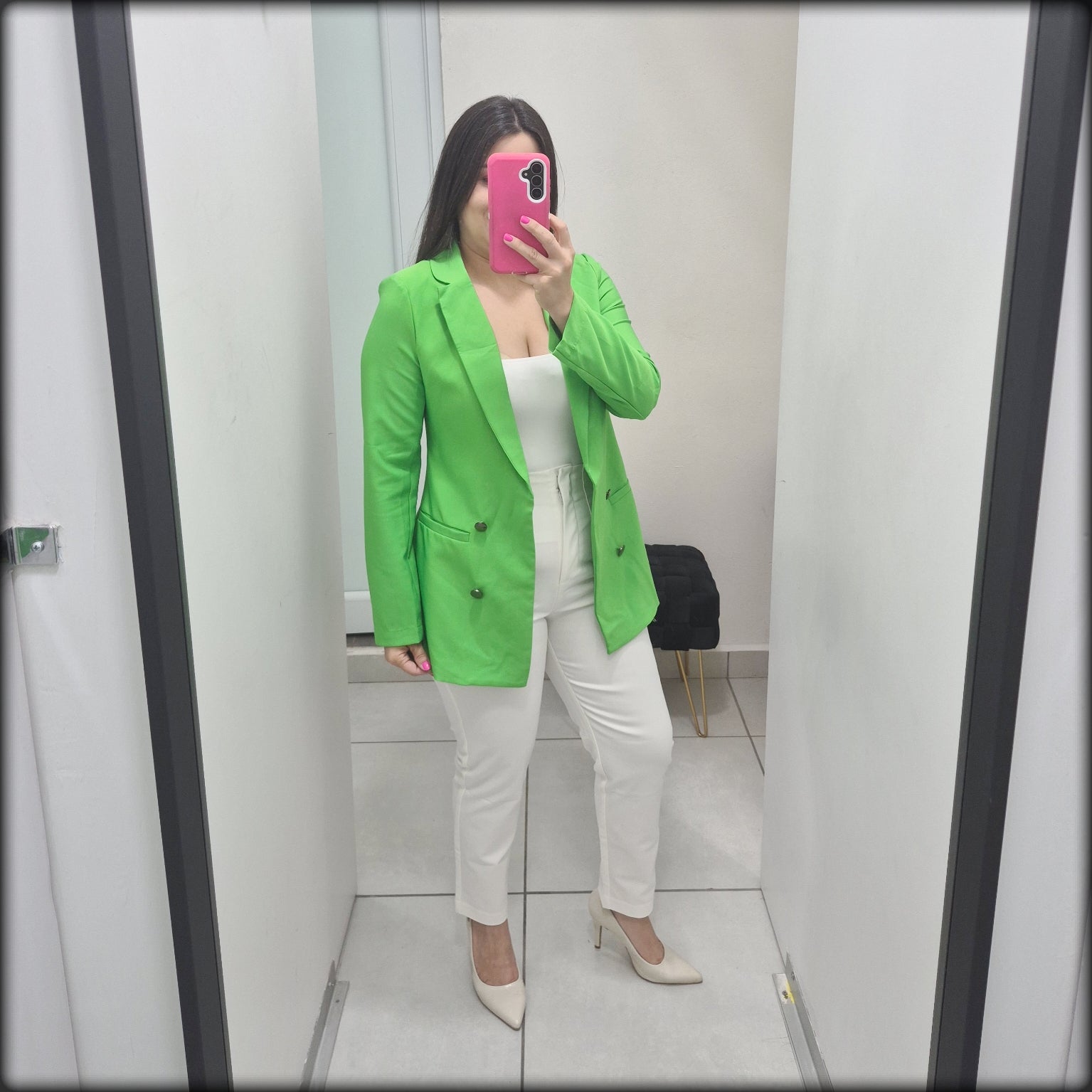 Chaqueta Verde Botones al frente
