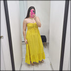 Vestido Largo Strapless Made In Italy 100% Lino