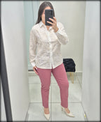 Blusa Manga Larga Bordada 86% Viscosa 14% Polyamide