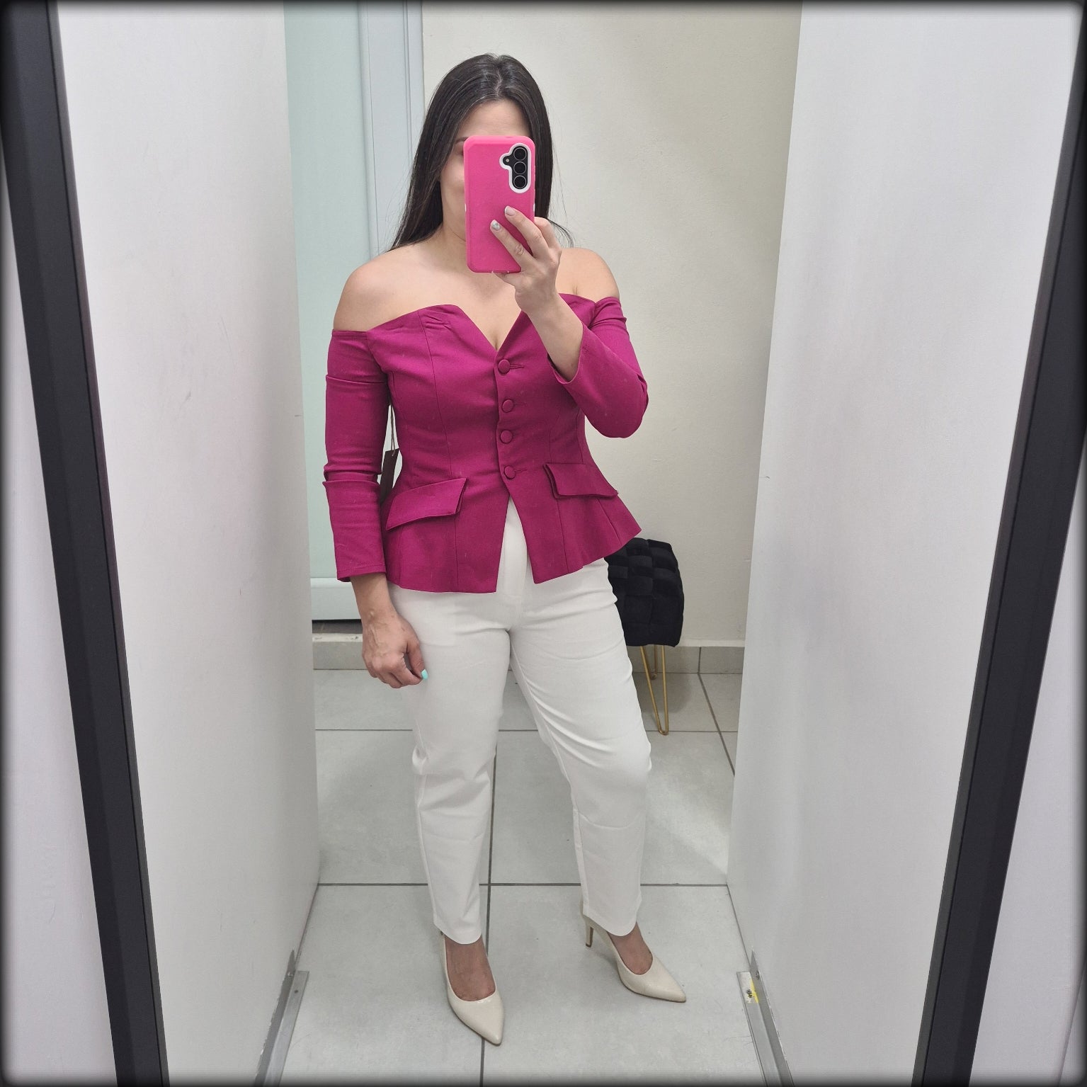 BLUSA OFF SHOULDER DE BOTONES