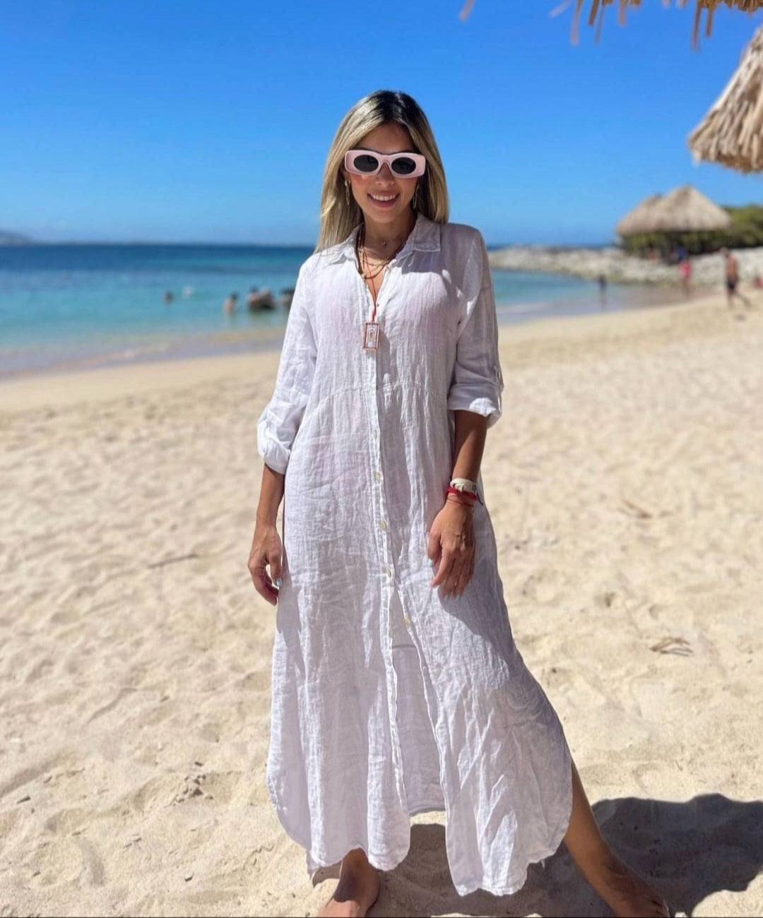 Vestido Largo Made in Italy 100% Lino Solido