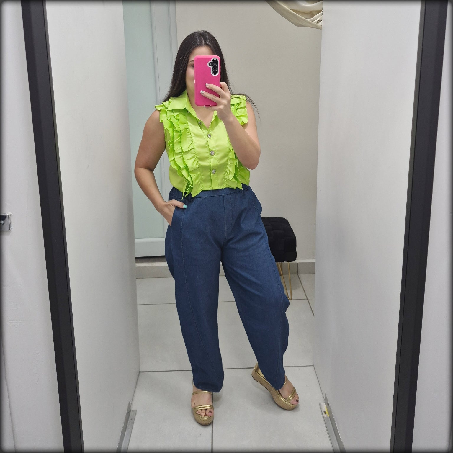 Pantalon Barrel Made In Italy 95% Algodon 5% Elastane