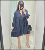 VESTIDO CORTO MADE IN ITALY 100% LINHO