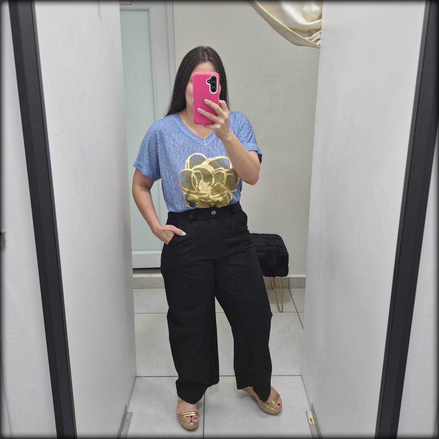 Blusa Made In Italy Mademoiselle 80% Viscosa 20% Polyester