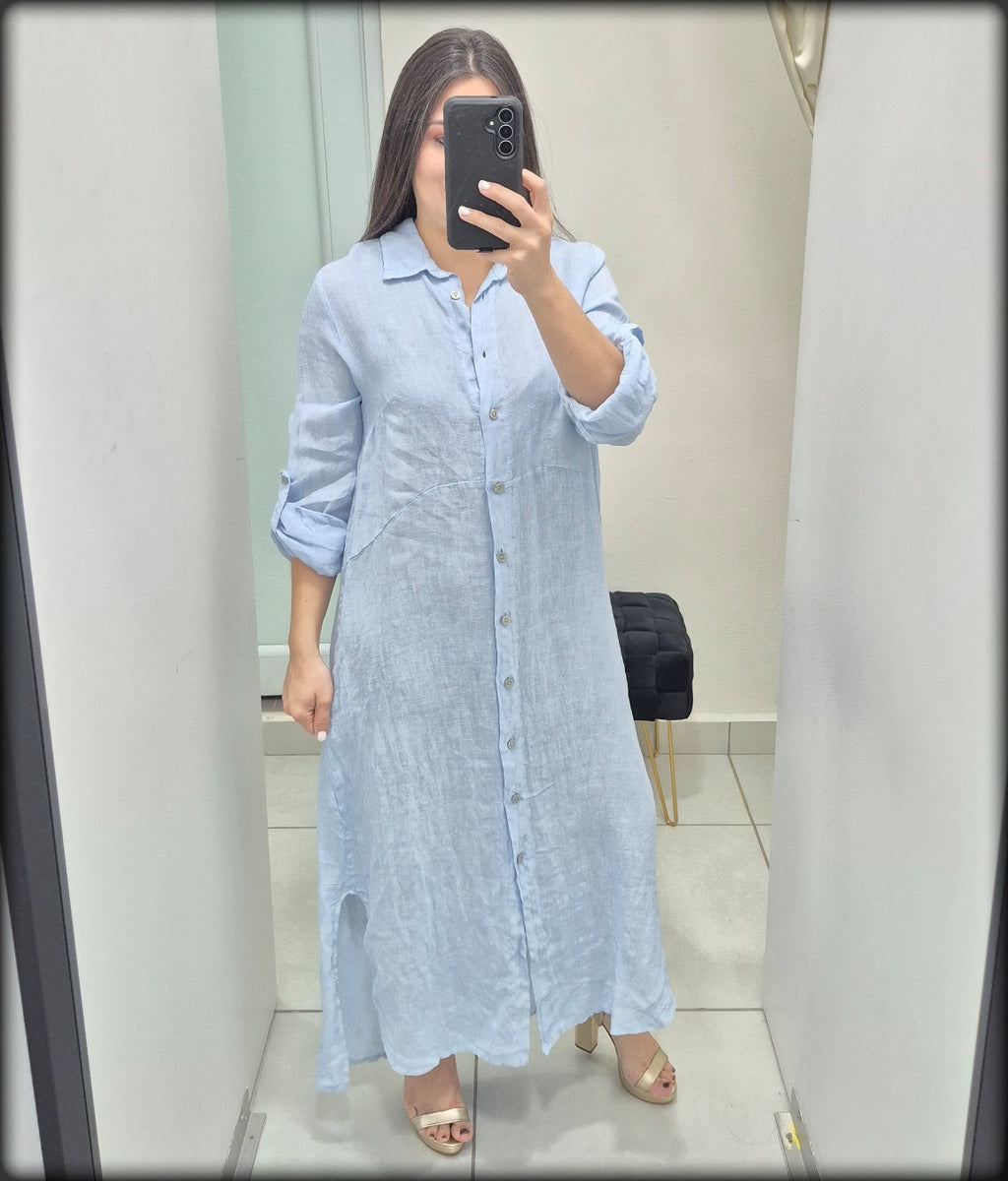 Vestido Largo 100% Lino Onesize Made in Italy