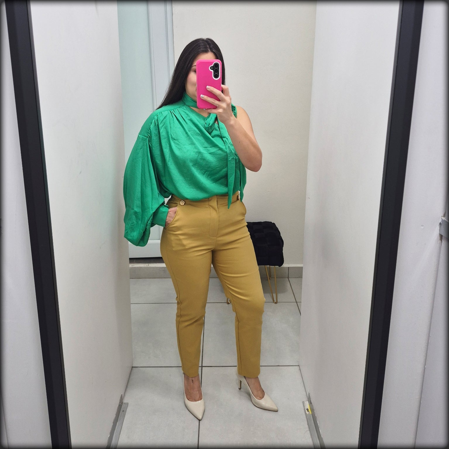 Blusa Oneshoulder Verde Satin