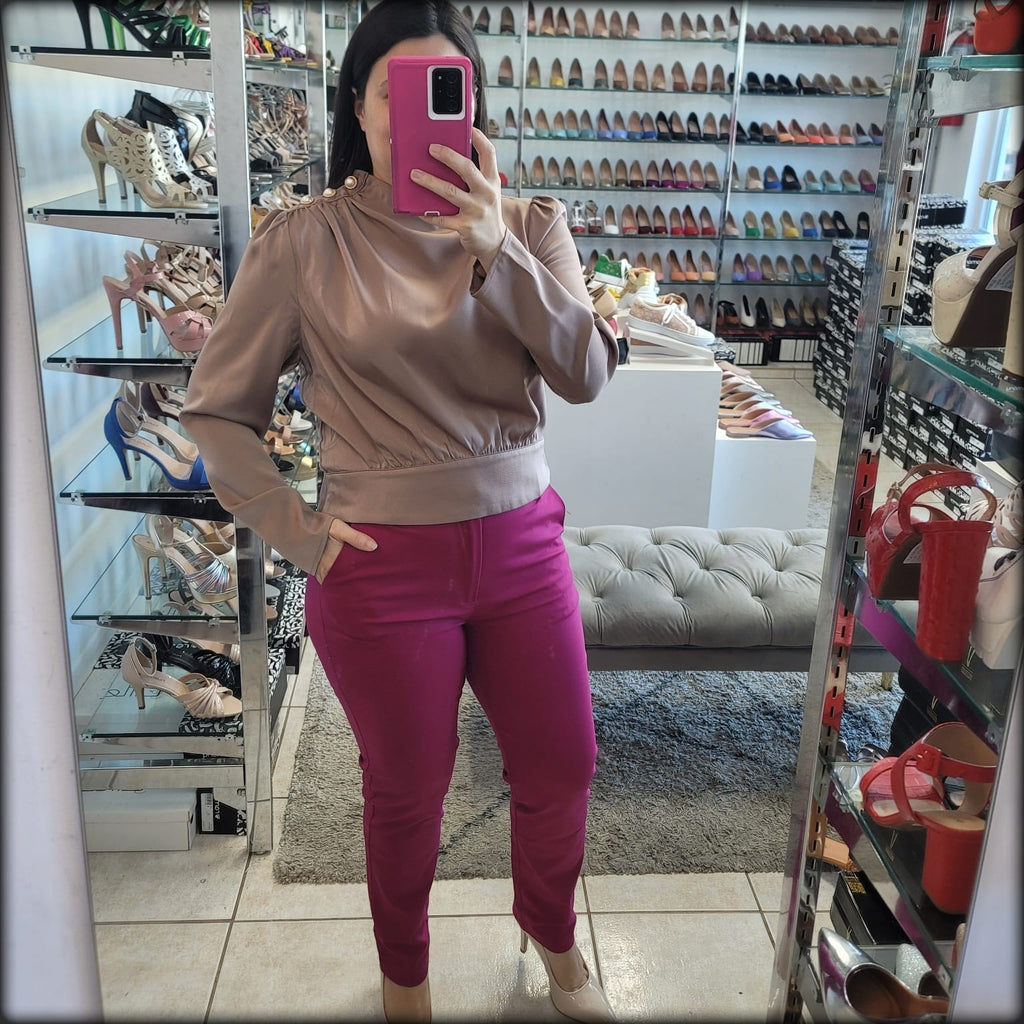 Blusa Mocha Manga Larga Satin
