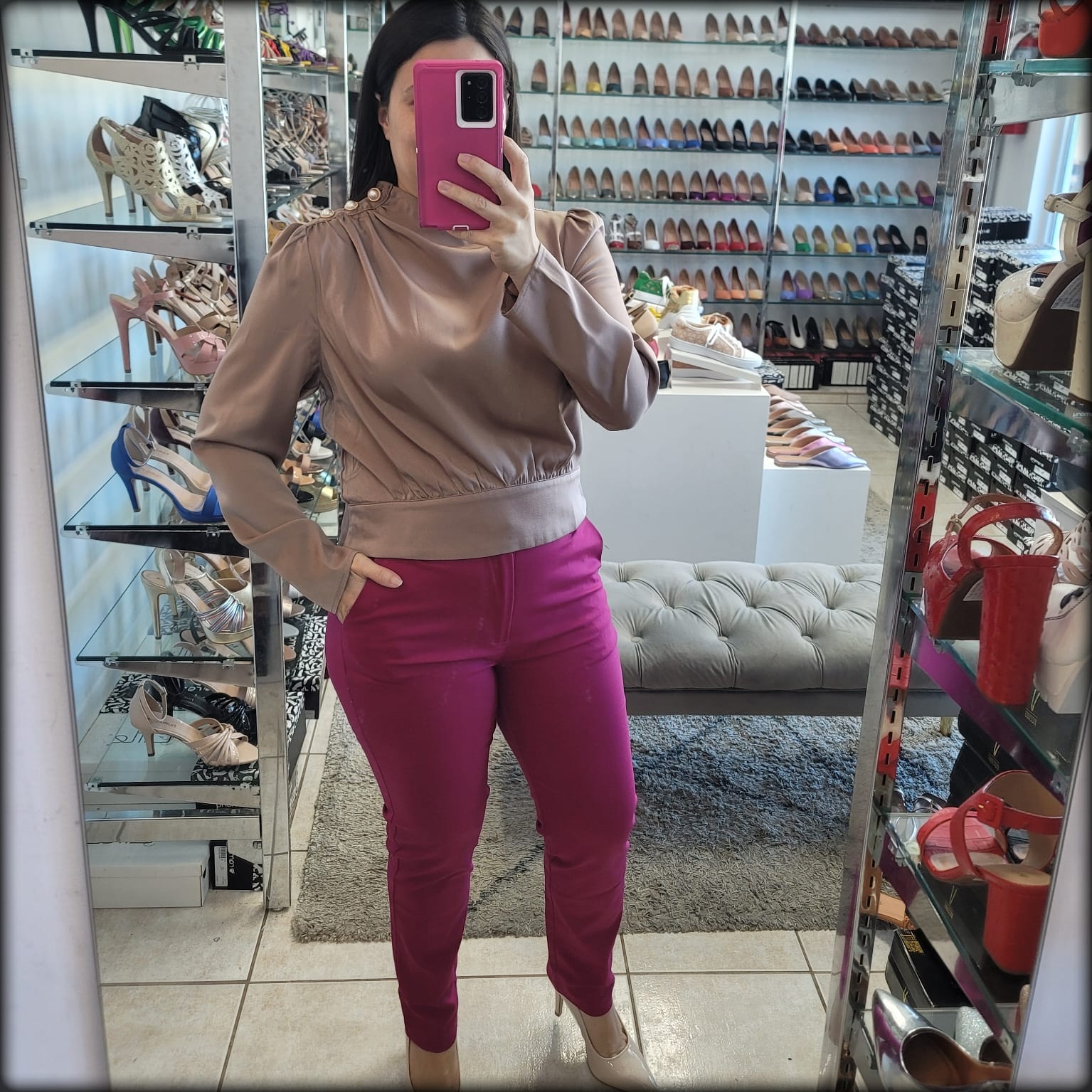 Blusa Mocha Manga Larga Satin