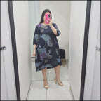 Vestido Corto Estampado 100% Lino