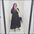 Vestido Largo Made In Italy 100% Lino Camisero
