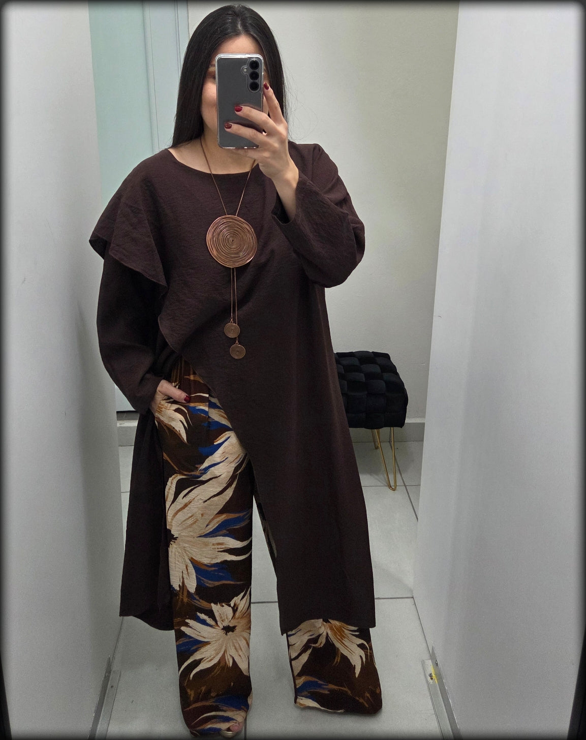 Set Blusa Manga Larga y Pantalón Made In Italy 100% Viscosa