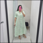 Vestido Largo Made In Italy 100% Lino Camisero