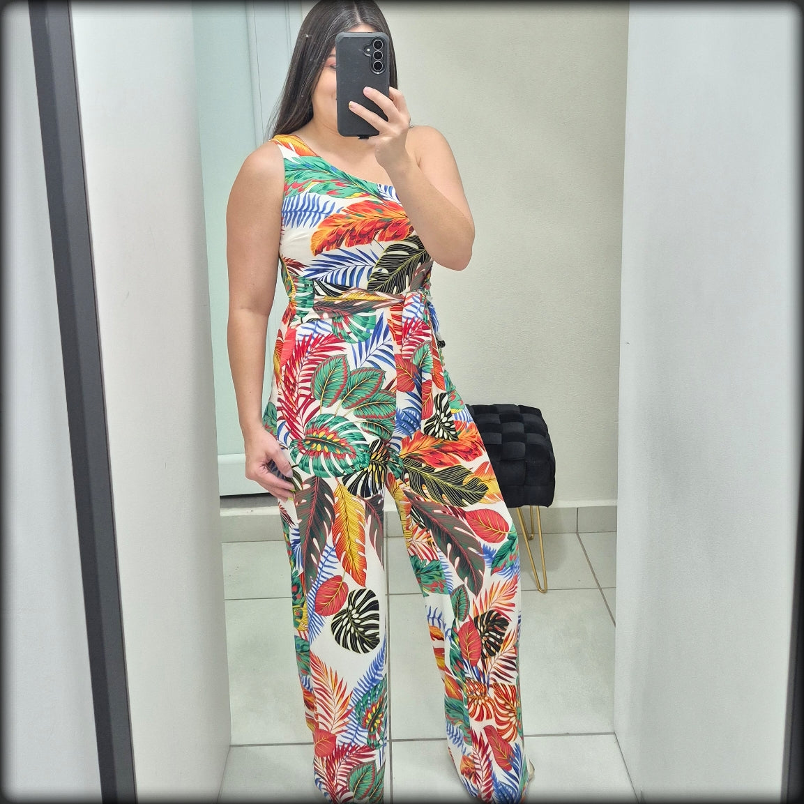 JUMPSUIT ONE SHOULDER ESTAMPADO TROPICAL