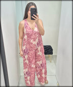 Jumpsuit 100% Lino Made In Italy Estampado Floral