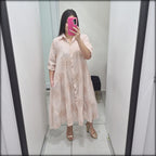 Vestido Largo Made In Italy Bordado 100% Algodon