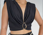 Crop Top Hebilla Made In Italy 90% Nylon 10% Elastico
