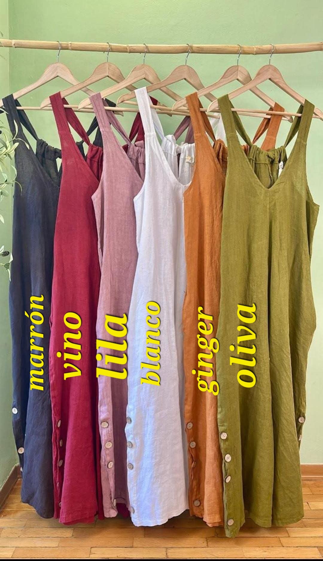 JUMPSUIT 100% LINO MADE IN ITALY COLOR SOLIDO