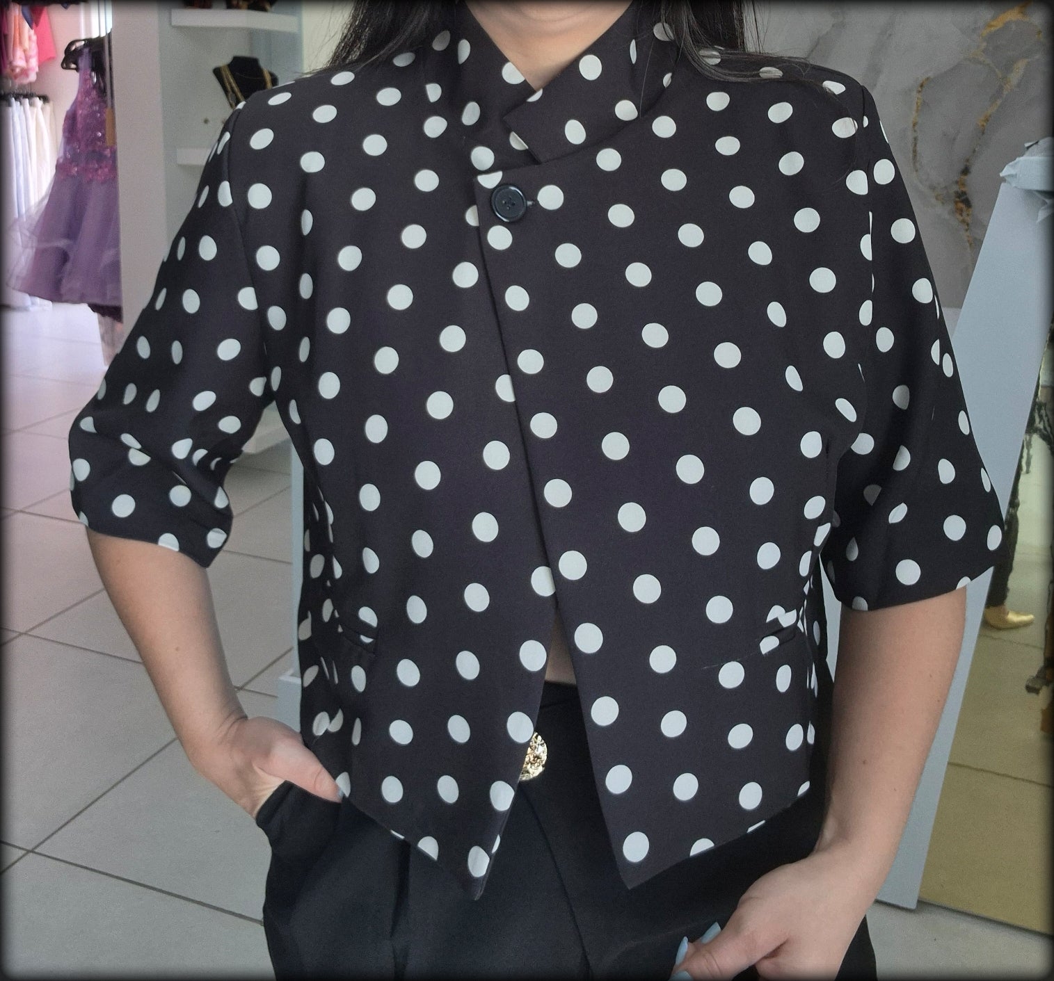 Chaqueta Asimetrica Polkadot Made In Italy