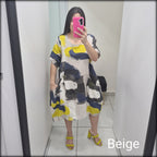Vestido Corto Estampado Made In Italy 100% Lino