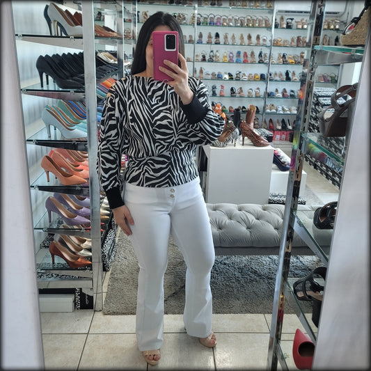 BLUSA ESTAMPADO ZEBRA MANGA LARGA