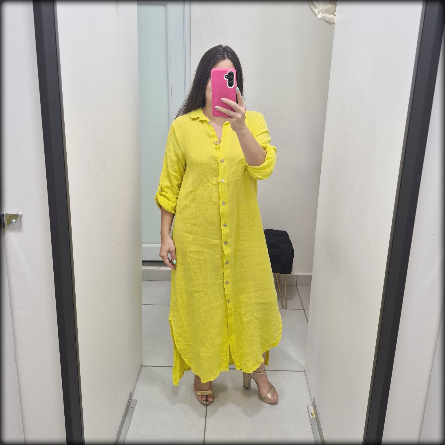 Vestido Largo 100% Lino Onesize Made in Italy