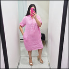 Vestido Corto Made In Italy 100% Lino