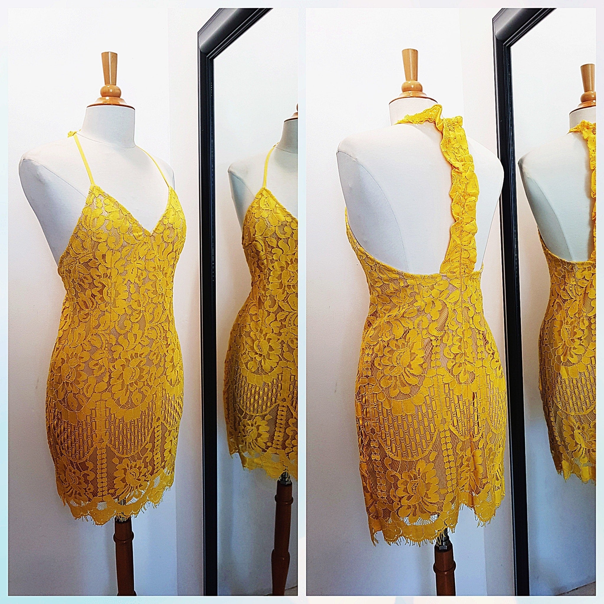 VESTIDO HALTER TEJIDO FORRO NUDE