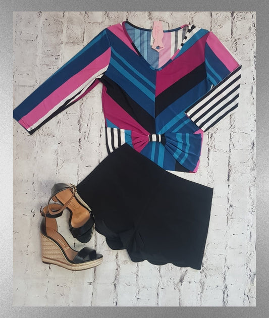 BLUSA  DE RAYAS ROSA/AZUL