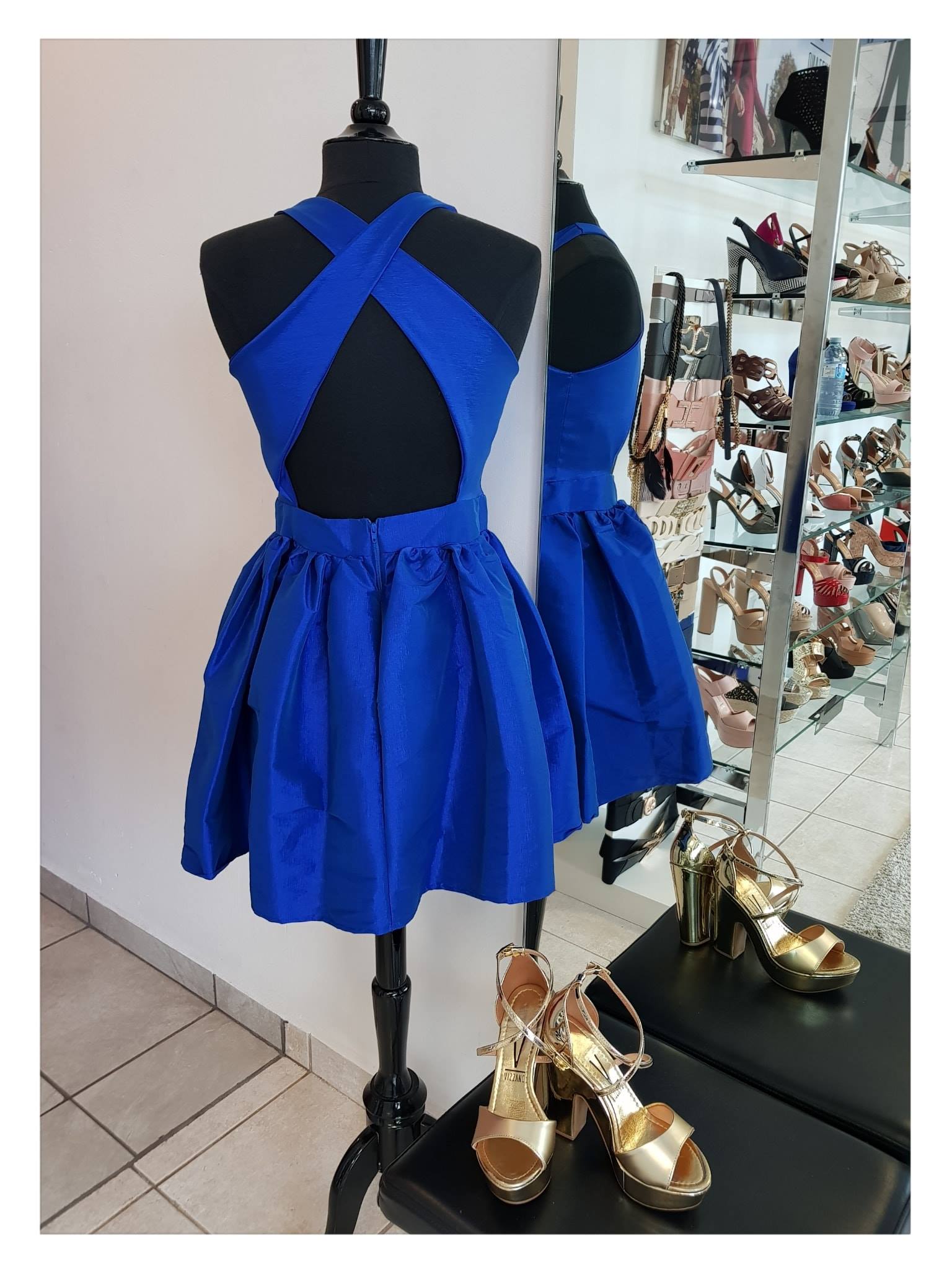 VESTIDO CORTO ESPALDA CRUZADA EN SEDA