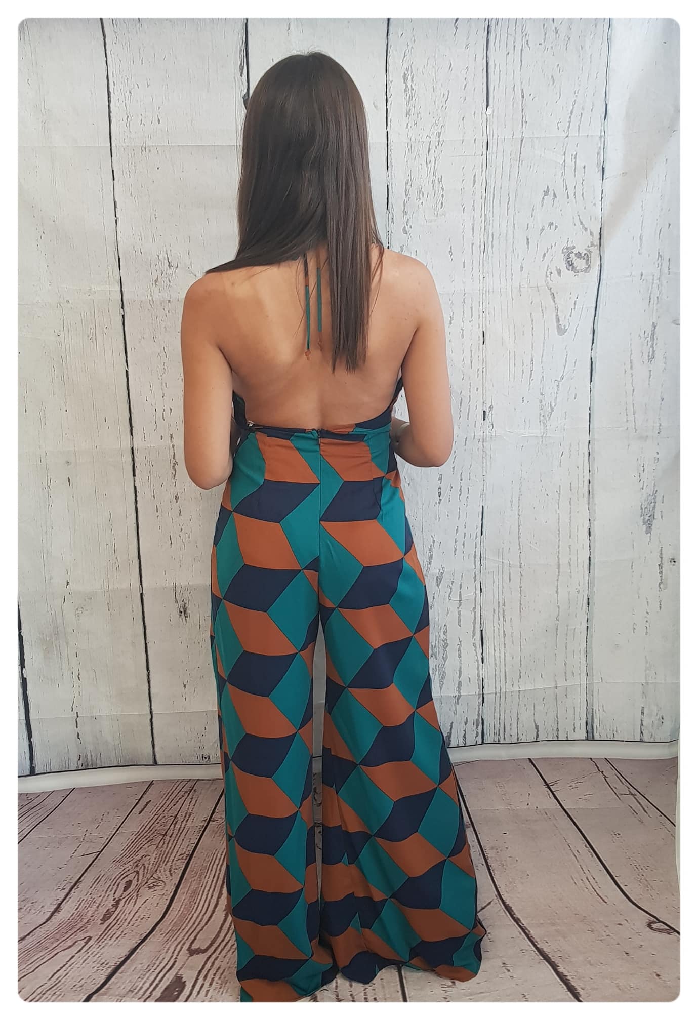JUMPSUIT CON PRINT TEAL, MARRON Y AZUL MARINO