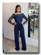 JUMSPUIT OFF SHOULDER EN ENCAJE MANGA LARGA