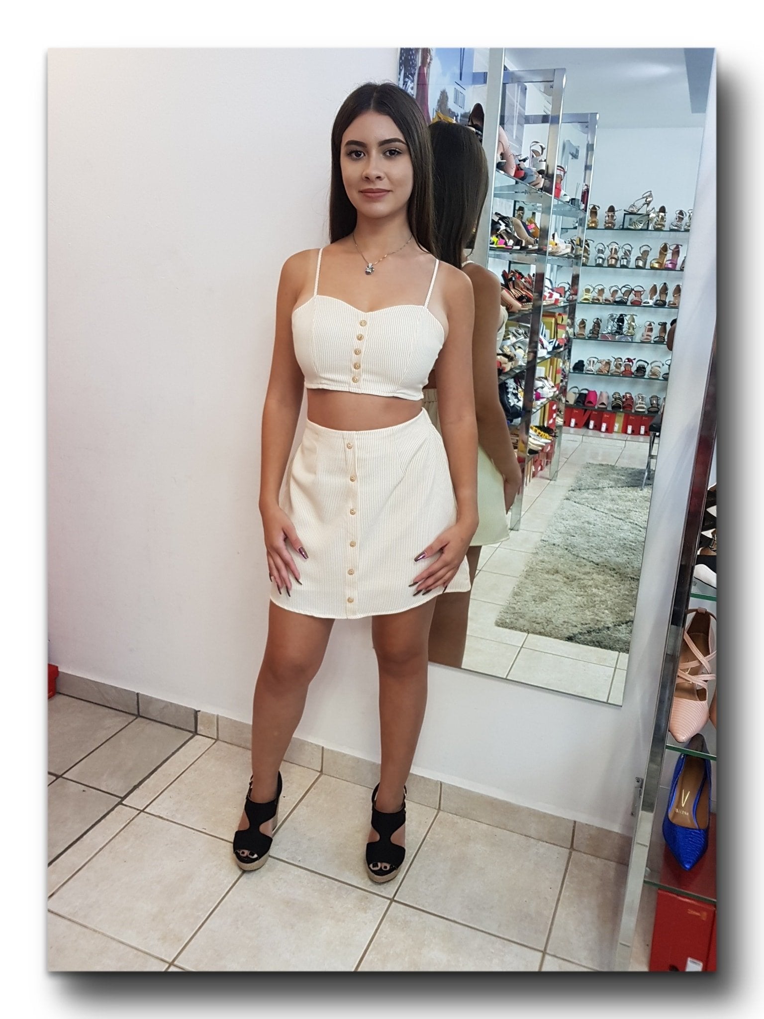 SET DE MINI FALDAS RAYAS AMARILLAS Y BLANCAS