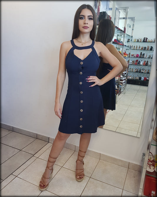 VESTIDO CASUAL CON BOTONES DE MADERA