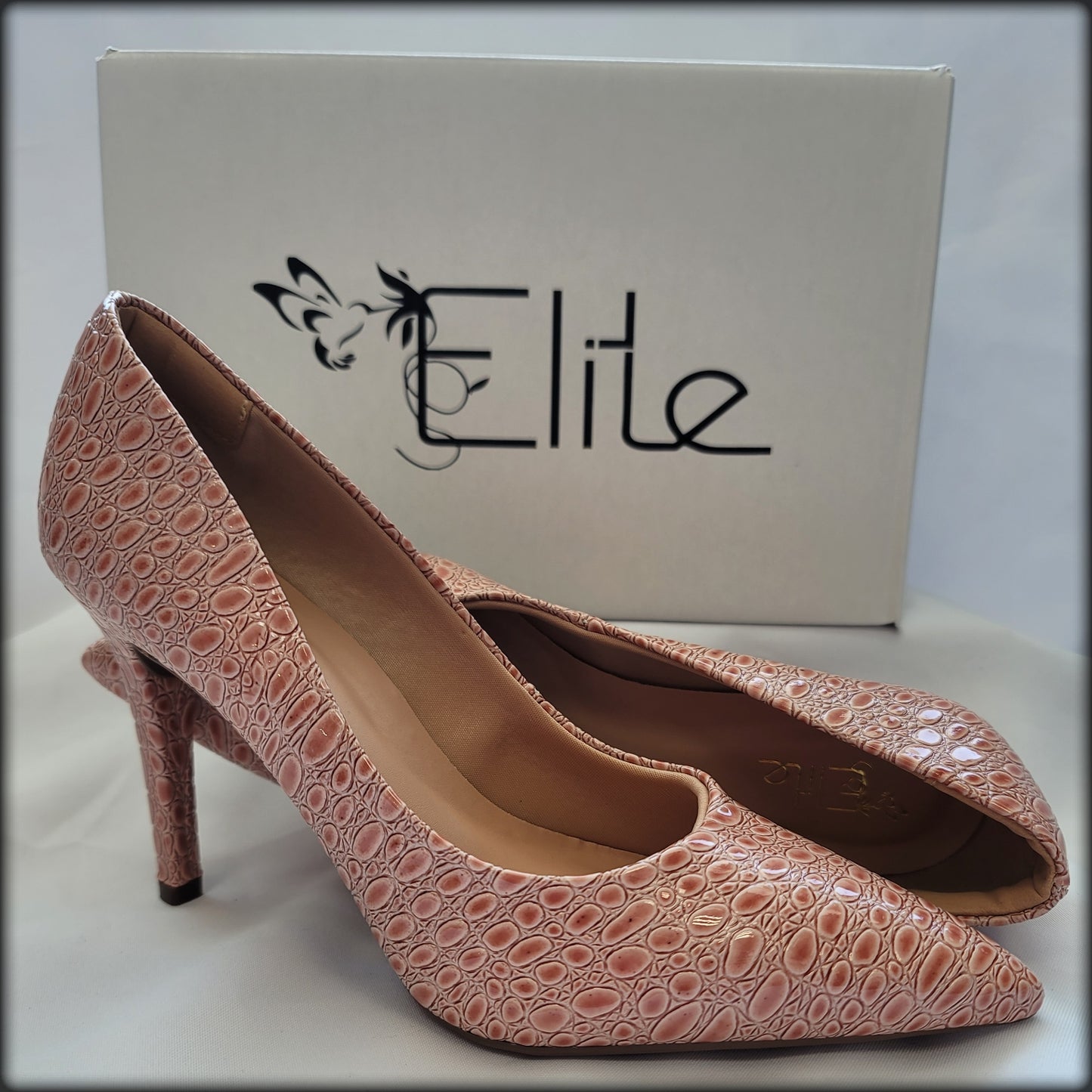 ELITE SHOES 3" CROCO LUX ROSE