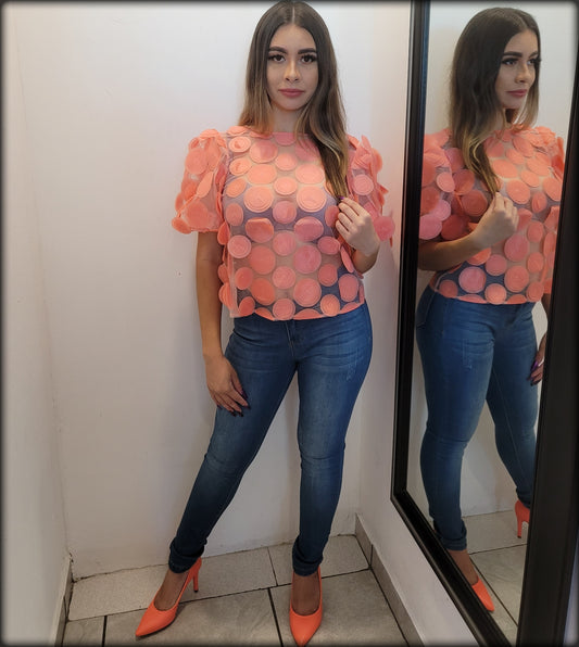 BLUSA MANGA CORTA ROSA